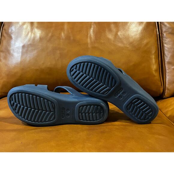 Crocs Getaway Slip On Open Toe Strappy Wedge Sandals Slate Blue Women's Size W6 - Picture 7 of 7